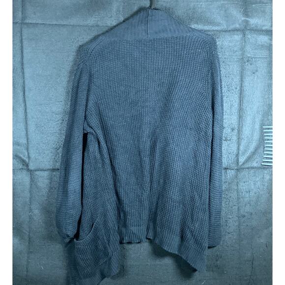 Express Womens Sweater Black Cardigan Open Front Knit Long Sleeve 100% Cotton M - Picture 10 of 12